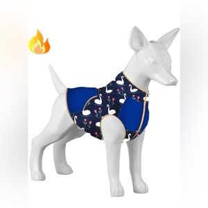 LovinPet Winter Sweater for Dogs, Warm Upgrade Flannel Fabric Swan Lake Swans